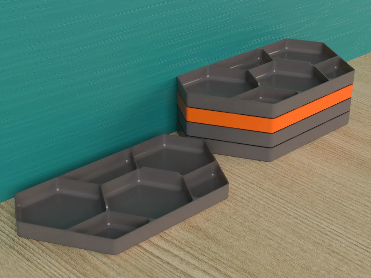 Hex Parts Tray (Stackable) by Squirrelbrain, Download free STL model